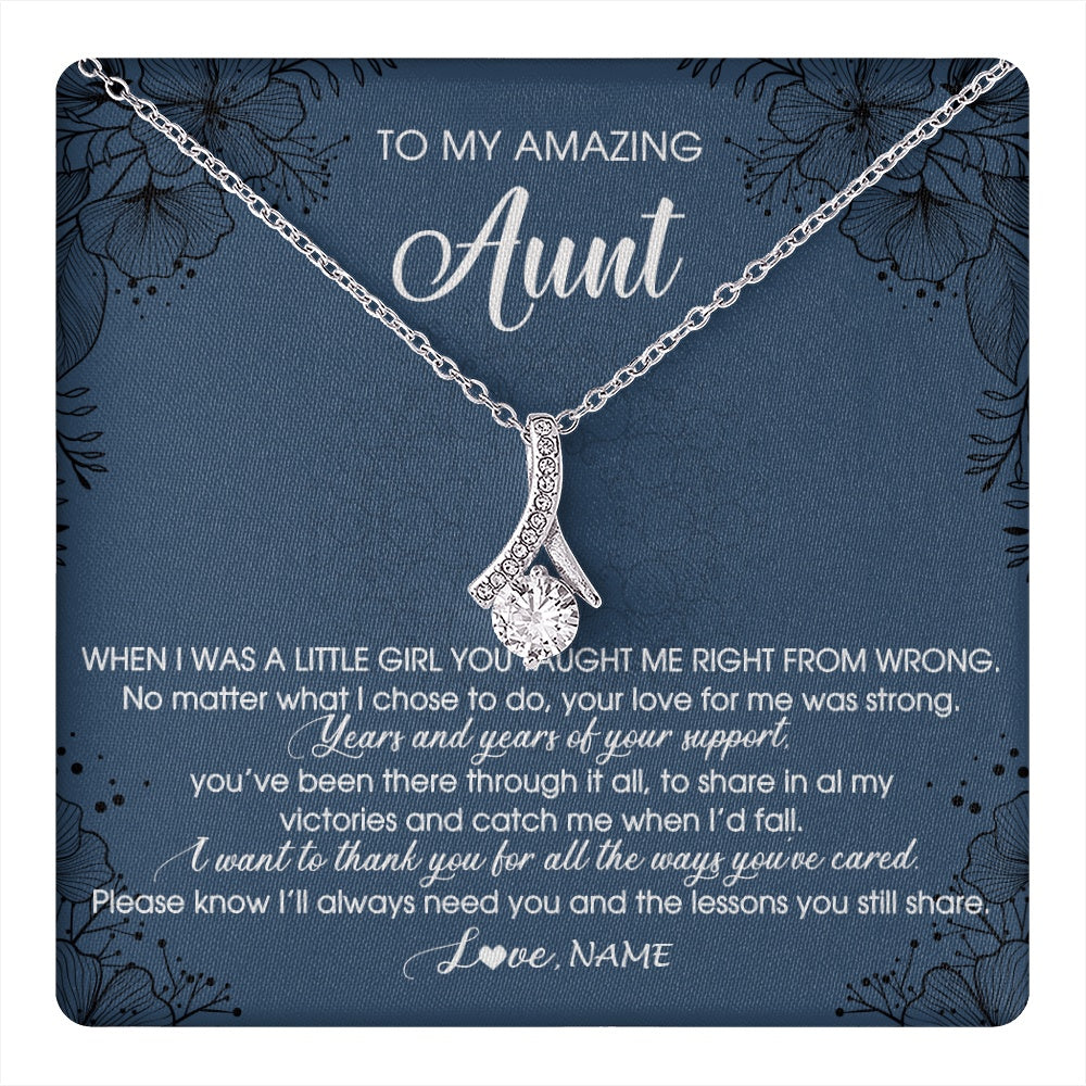 Alluring Beauty Necklace 14K White Gold Finish | 1 | Personalized To My Amazing Aunt Necklace From Niece Niece You Taught Me Right Mom Birthday Mothers Day Christmas Jewelry Gift Box Message Card | teecentury.myshopify