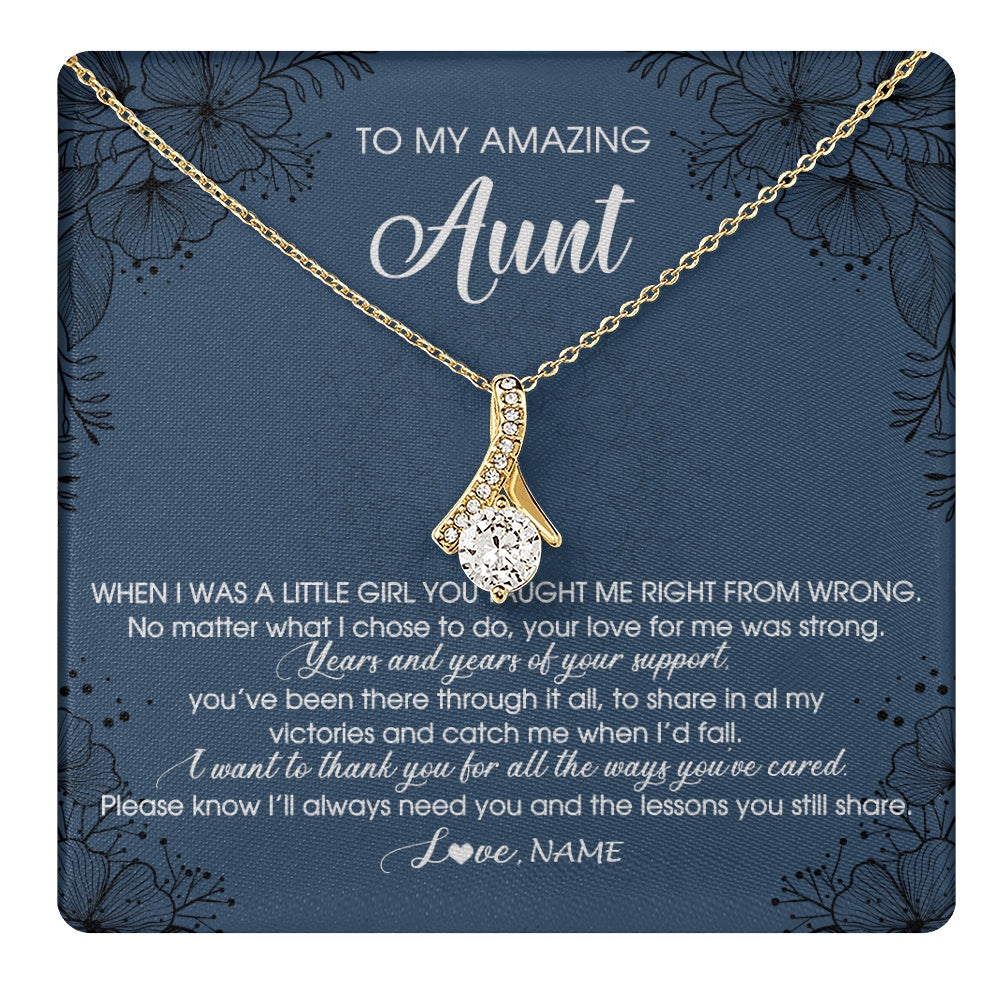 Alluring Beauty Necklace 18K Yellow Gold Finish | 1 | Personalized To My Amazing Aunt Necklace From Niece Niece You Taught Me Right Mom Birthday Mothers Day Christmas Jewelry Gift Box Message Card | teecentury.myshopify