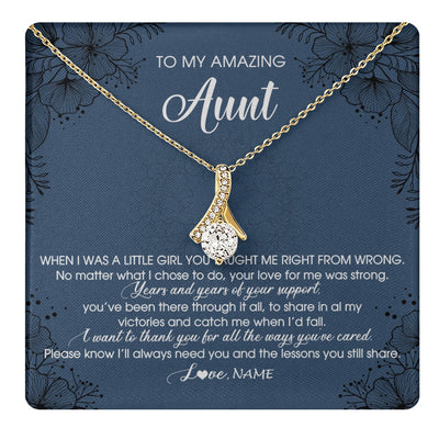 Alluring Beauty Necklace 18K Yellow Gold Finish | 1 | Personalized To My Amazing Aunt Necklace From Niece Niece You Taught Me Right Mom Birthday Mothers Day Christmas Jewelry Gift Box Message Card | teecentury.myshopify