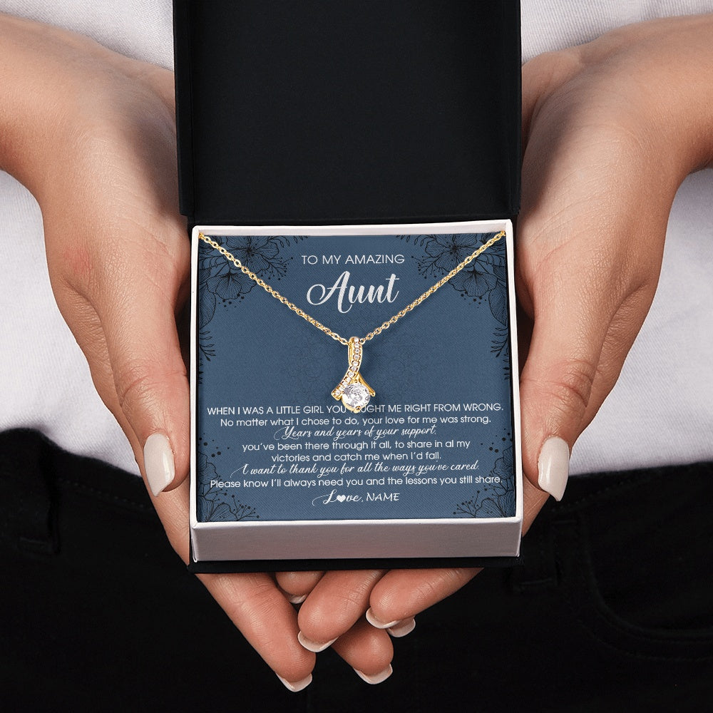 Alluring Beauty Necklace 18K Yellow Gold Finish | 2 | Personalized To My Amazing Aunt Necklace From Niece Niece You Taught Me Right Mom Birthday Mothers Day Christmas Jewelry Gift Box Message Card | teecentury.myshopify