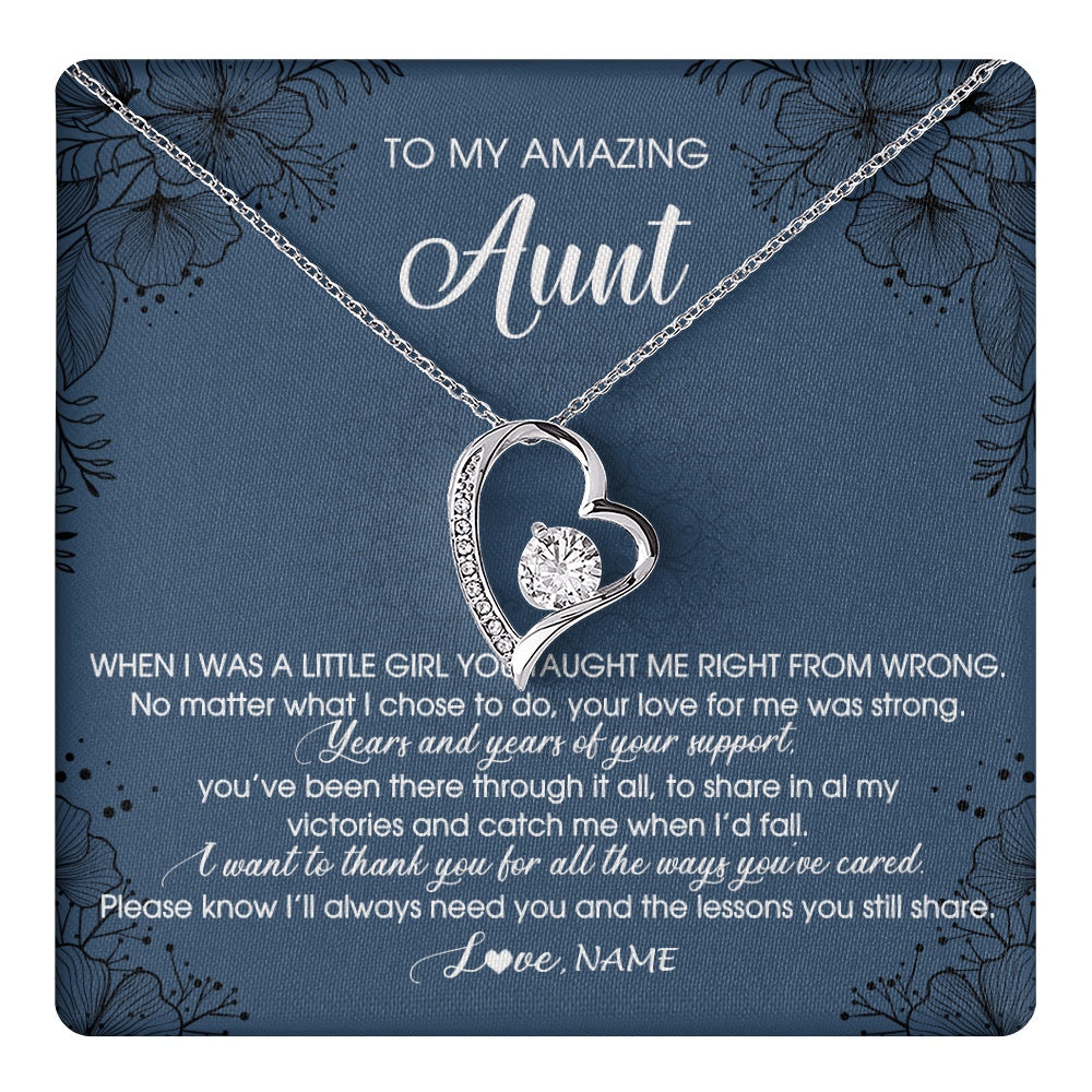 Forever Love Necklace 14K White Gold Finish | 1 | Personalized To My Amazing Aunt Necklace From Niece Niece You Taught Me Right Mom Birthday Mothers Day Christmas Jewelry Gift Box Message Card | teecentury.myshopify