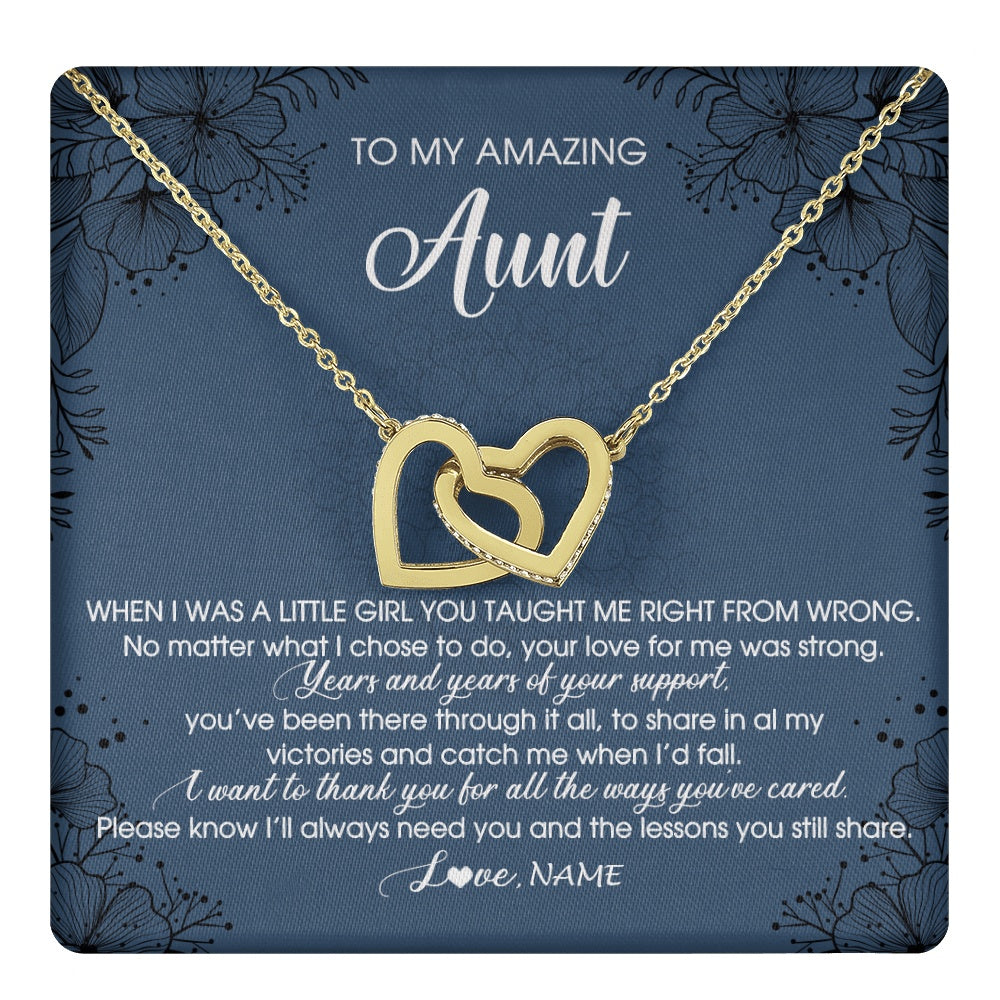 Interlocking Hearts Necklace 18K Yellow Gold Finish | 1 | Personalized To My Amazing Aunt Necklace From Niece Niece You Taught Me Right Mom Birthday Mothers Day Christmas Jewelry Gift Box Message Card | teecentury.myshopify