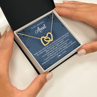 Interlocking Hearts Necklace 18K Yellow Gold Finish | 2 | Personalized To My Amazing Aunt Necklace From Niece Niece You Taught Me Right Mom Birthday Mothers Day Christmas Jewelry Gift Box Message Card | teecentury.myshopify