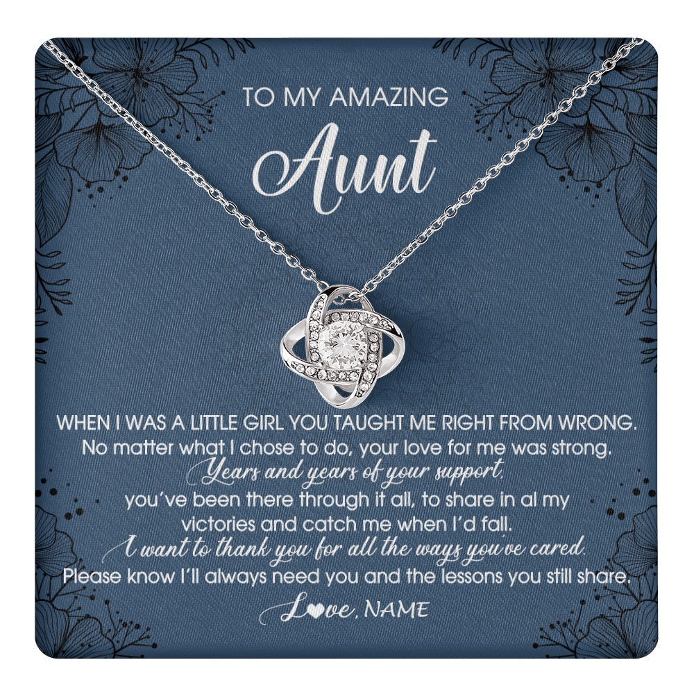 Love Knot Necklace 14K White Gold Finish | 1 | Personalized To My Amazing Aunt Necklace From Niece Niece You Taught Me Right Mom Birthday Mothers Day Christmas Jewelry Gift Box Message Card | teecentury.myshopify