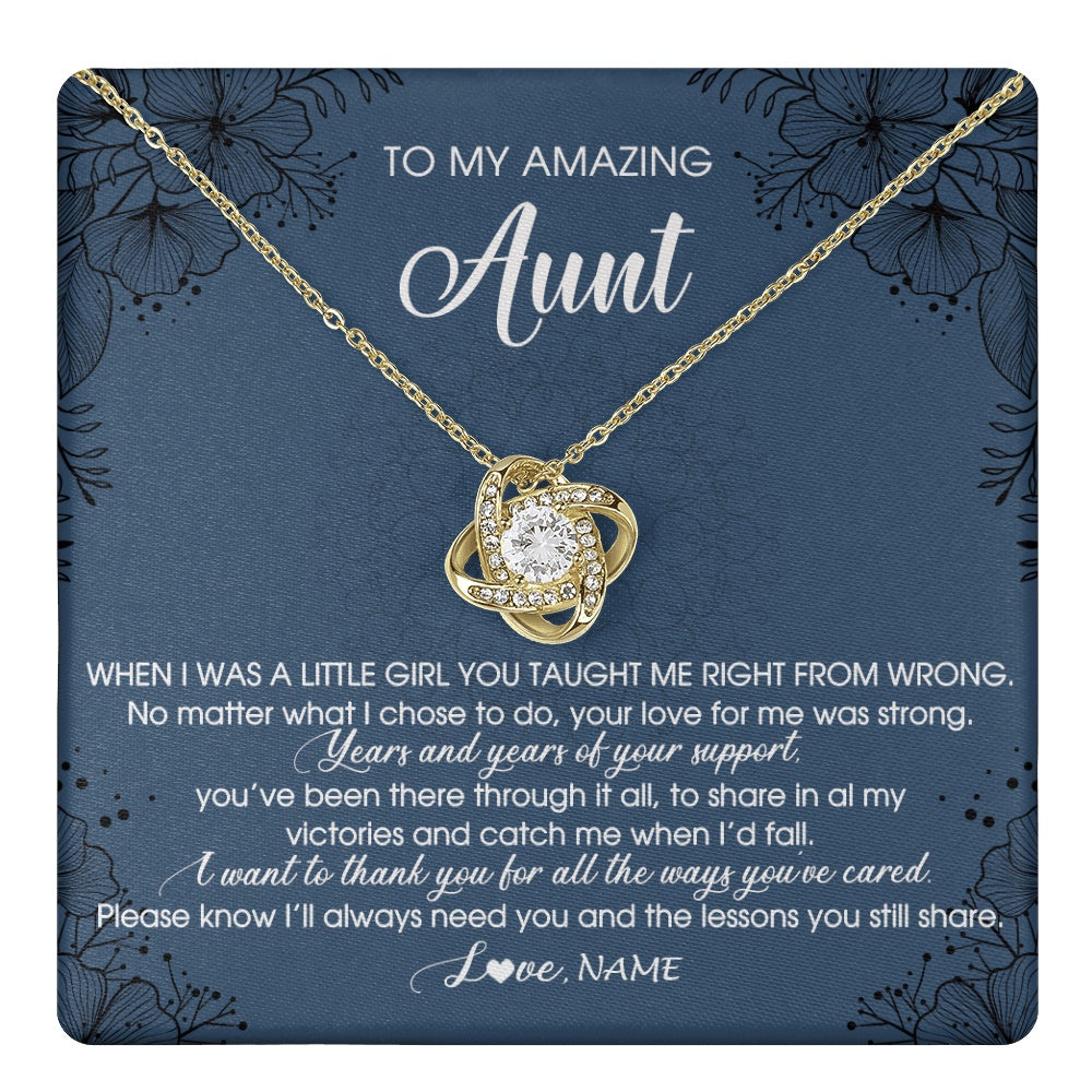 Love Knot Necklace 18K Yellow Gold Finish | 1 | Personalized To My Amazing Aunt Necklace From Niece Niece You Taught Me Right Mom Birthday Mothers Day Christmas Jewelry Gift Box Message Card | teecentury.myshopify