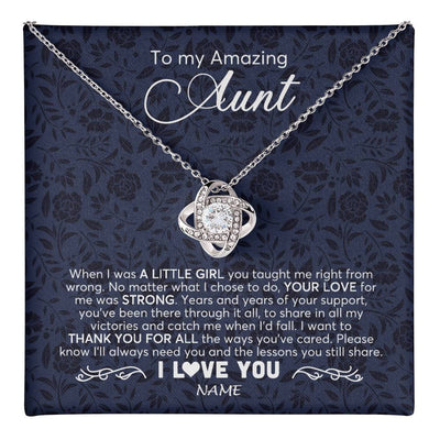 Love Knot Necklace 14K White Gold Finish | 1 | Personalized To My Amazing Aunt Necklace From Niece When I Was A Little Girl Aunt Birthday Mothers Day Christmas Jewelry Customized Gift Box Message Card | teecentury