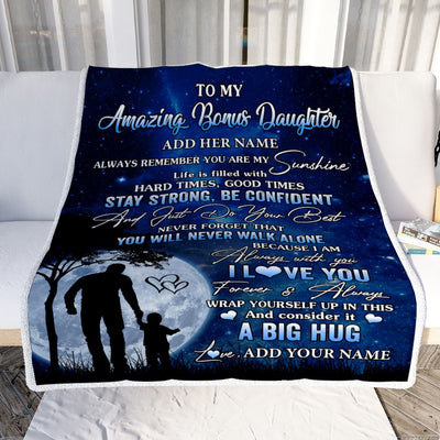 Personalized To My Amazing Bonus Daughter Blanket From Stepdad My Sunshine Stepdaughter Birthday Gifts Christmas Customized Fleece Throw Blanket | teecentury