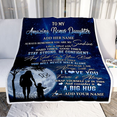 Personalized To My Amazing Bonus Daughter Blanket From Stepmother My Sunshine Stepdaughter Birthday Gifts Christmas Customized Fleece Throw Blanket | teecentury