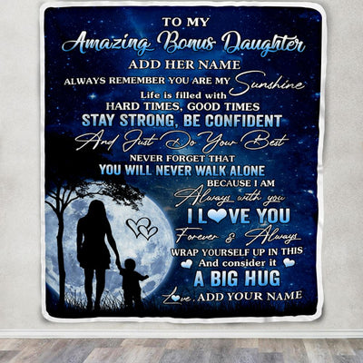 Personalized To My Amazing Bonus Daughter Blanket From Stepmother My Sunshine Stepdaughter Birthday Gifts Christmas Customized Fleece Throw Blanket | teecentury