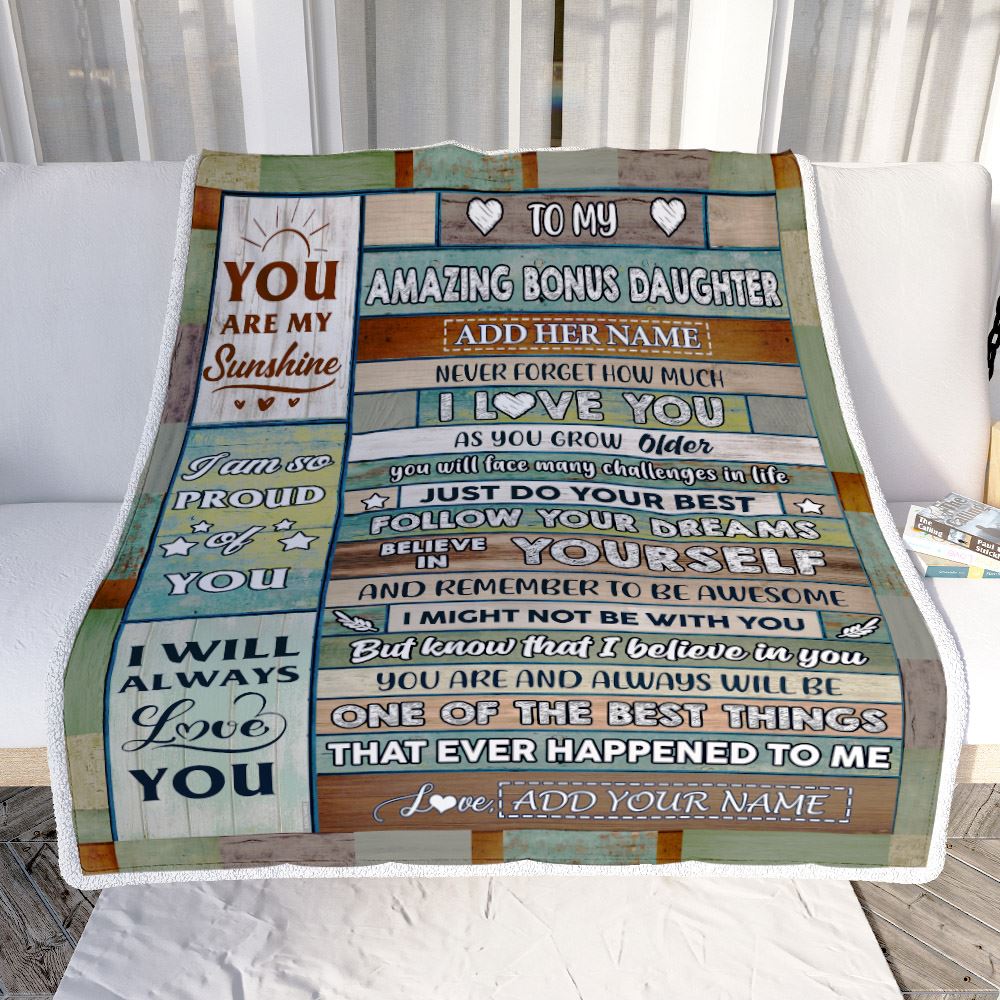 Personalized To My Amazing Bonus Daughter Gifts Blanket From Step Mom Wood Your Dream Gifts For Stepdaughter Birthday Gifts Christmas Customized Fleece Blanket | teecentury