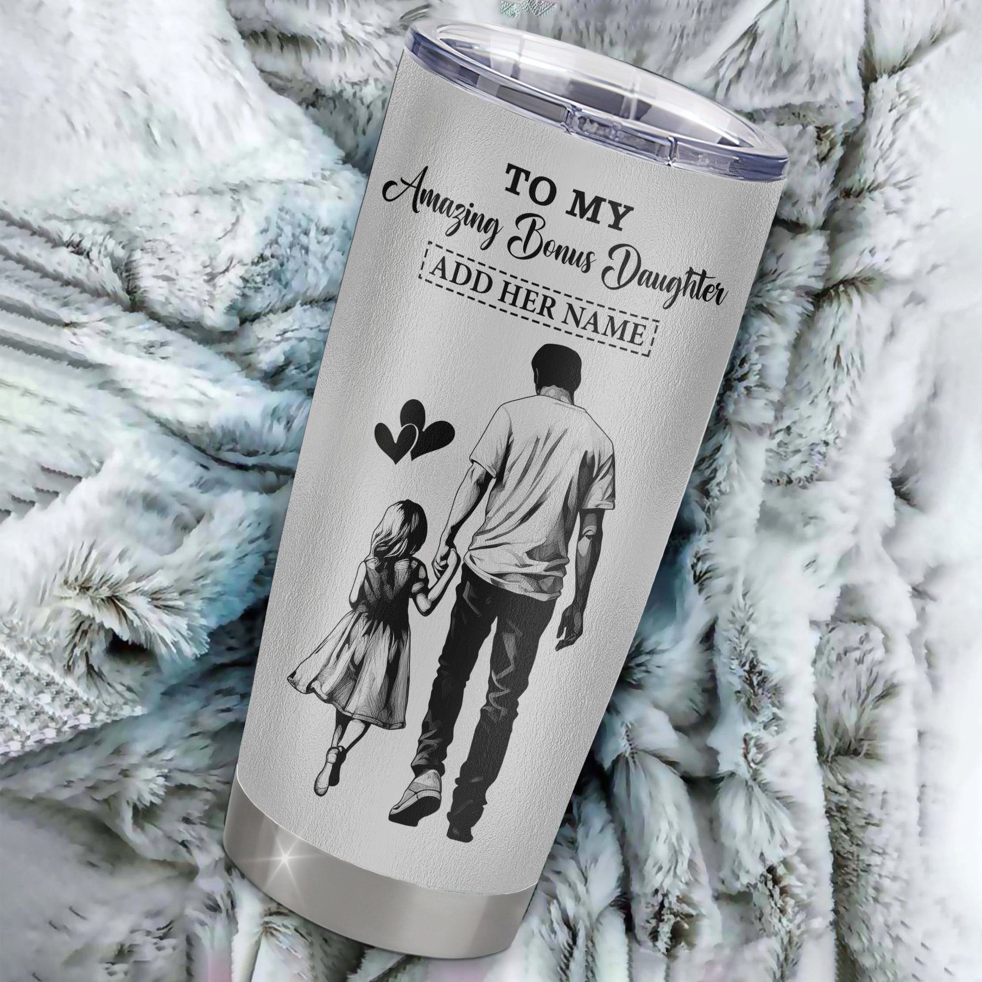 Personalized To My Amazing Bonus Daughter Tumbler From Bonus Dad Stepdad Man It A Big Hug Stepdaughter Birthday Gifts Christmas Custom Stainless Steel Travel Mug | teecentury