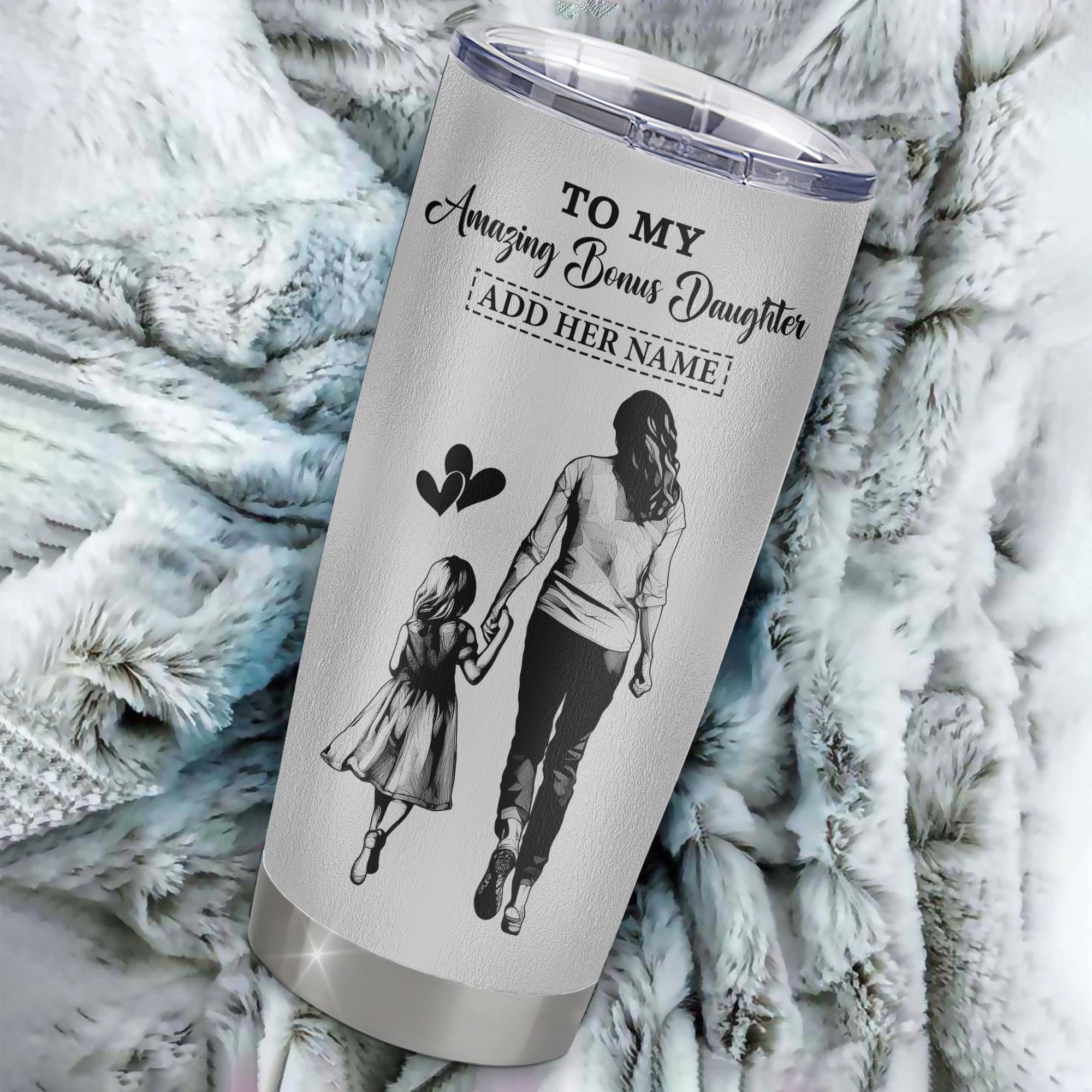 Personalized To My Amazing Bonus Daughter Tumbler From Bonus Mom Stepmom Woman It A Big Hug Stepdaughter Birthday Gifts Christmas Custom Stainless Steel Travel Mug | teecentury
