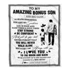 Personalized To My Amazing Bonus Son Blanket From Bonus Dad Stepdad Man It A Big Hug Stepson Birthday Gifts Graduation Christmas Customized Fleece Blanket | teecentury