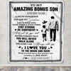 Personalized To My Amazing Bonus Son Blanket From Bonus Dad Stepdad Man It A Big Hug Stepson Birthday Gifts Graduation Christmas Customized Fleece Blanket | teecentury