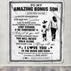 Personalized To My Amazing Bonus Son Blanket From Bonus Mom Stepmom Woman It A Big Hug Stepson Birthday Gifts Graduation Christmas Custom Fleece Blanket | teecentury