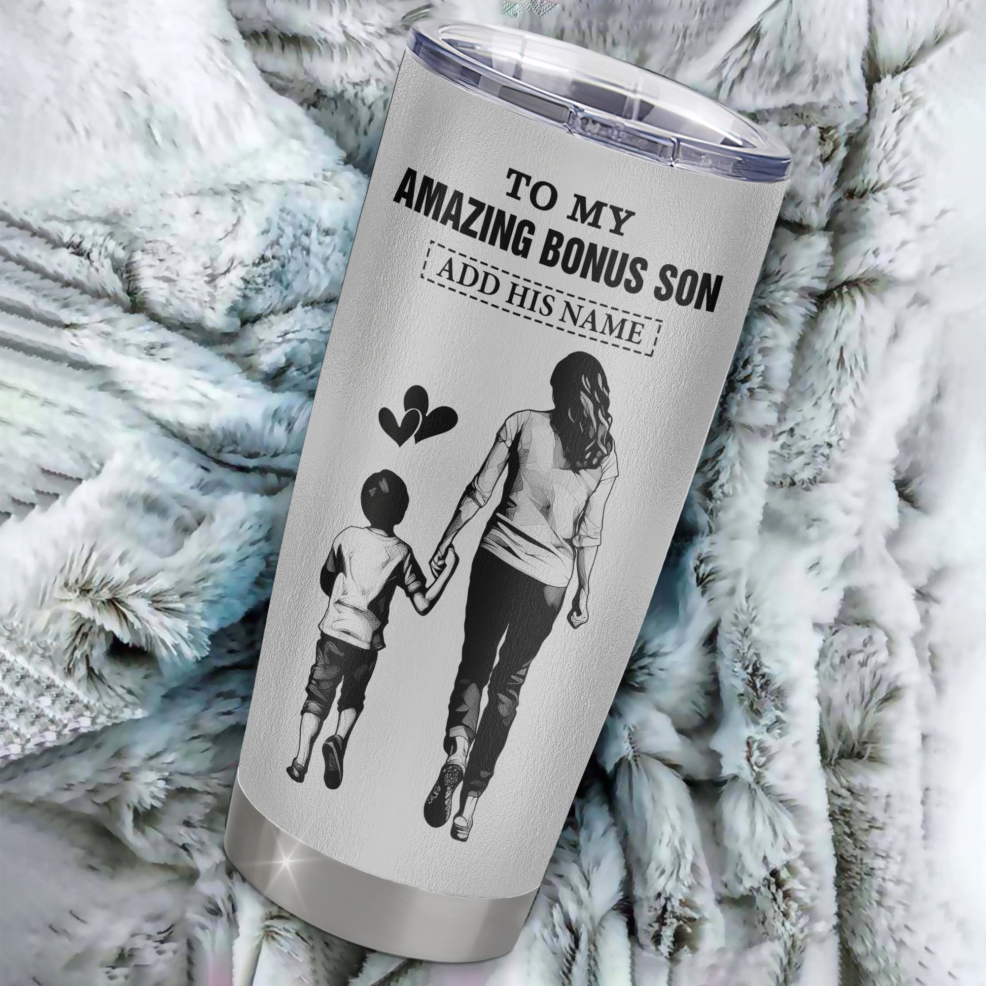 Personalized To My Amazing Bonus Son Tumbler From Bonus Mom Stepmom Woman It A Big Hug Stepson Birthday Gifts Graduation Christmas Custom Stainless Steel Travel Mug | teecentury