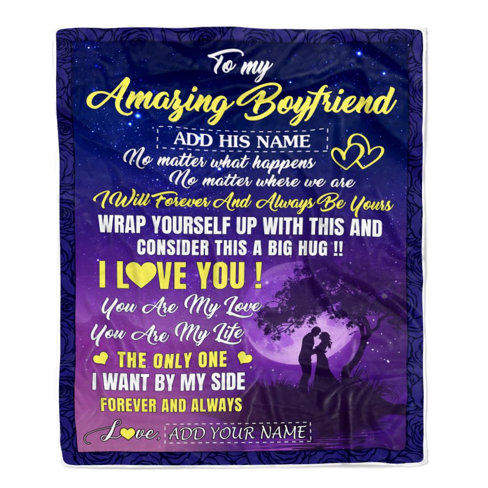 Personalized To My Amazing Boyfriend Blanket Big Hug For Boyfriend Birthday Gifts Anniversary Romantic Valentines Day Gifts For Him Christmas Fleece Blanket | teecentury