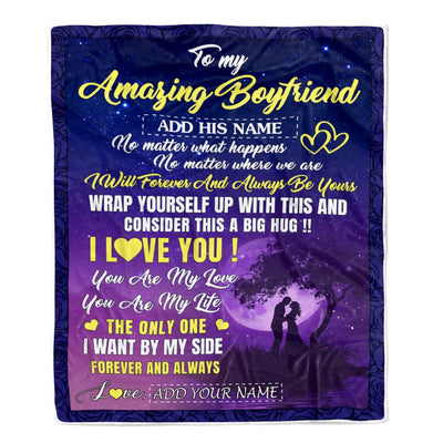 Personalized To My Amazing Boyfriend Blanket Big Hug For Boyfriend Birthday Gifts Anniversary Romantic Valentines Day Gifts For Him Christmas Fleece Blanket | teecentury