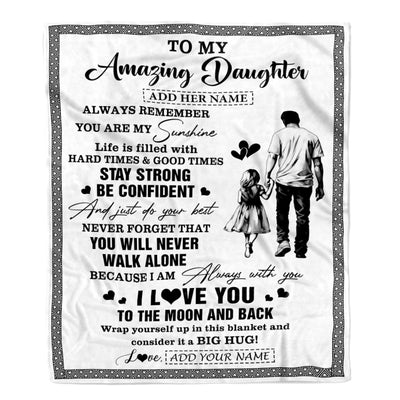 Personalized To My Amazing Daughter Blanket From Dad Father Man It A Big Hug Daughter Birthday Gifts Graduation Christmas Customized Fleece Throw Blanket | teecentury