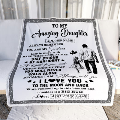 Personalized To My Amazing Daughter Blanket From Dad Father Man It A Big Hug Daughter Birthday Gifts Graduation Christmas Customized Fleece Throw Blanket | teecentury