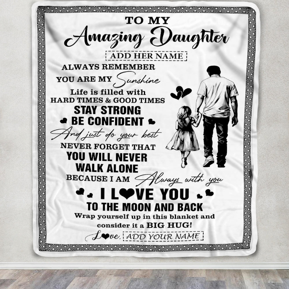 Personalized To My Amazing Daughter Blanket From Dad Father Man It A Big Hug Daughter Birthday Gifts Graduation Christmas Customized Fleece Throw Blanket | teecentury