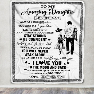 Personalized To My Amazing Daughter Blanket From Dad Father Man It A Big Hug Daughter Birthday Gifts Graduation Christmas Customized Fleece Throw Blanket | teecentury