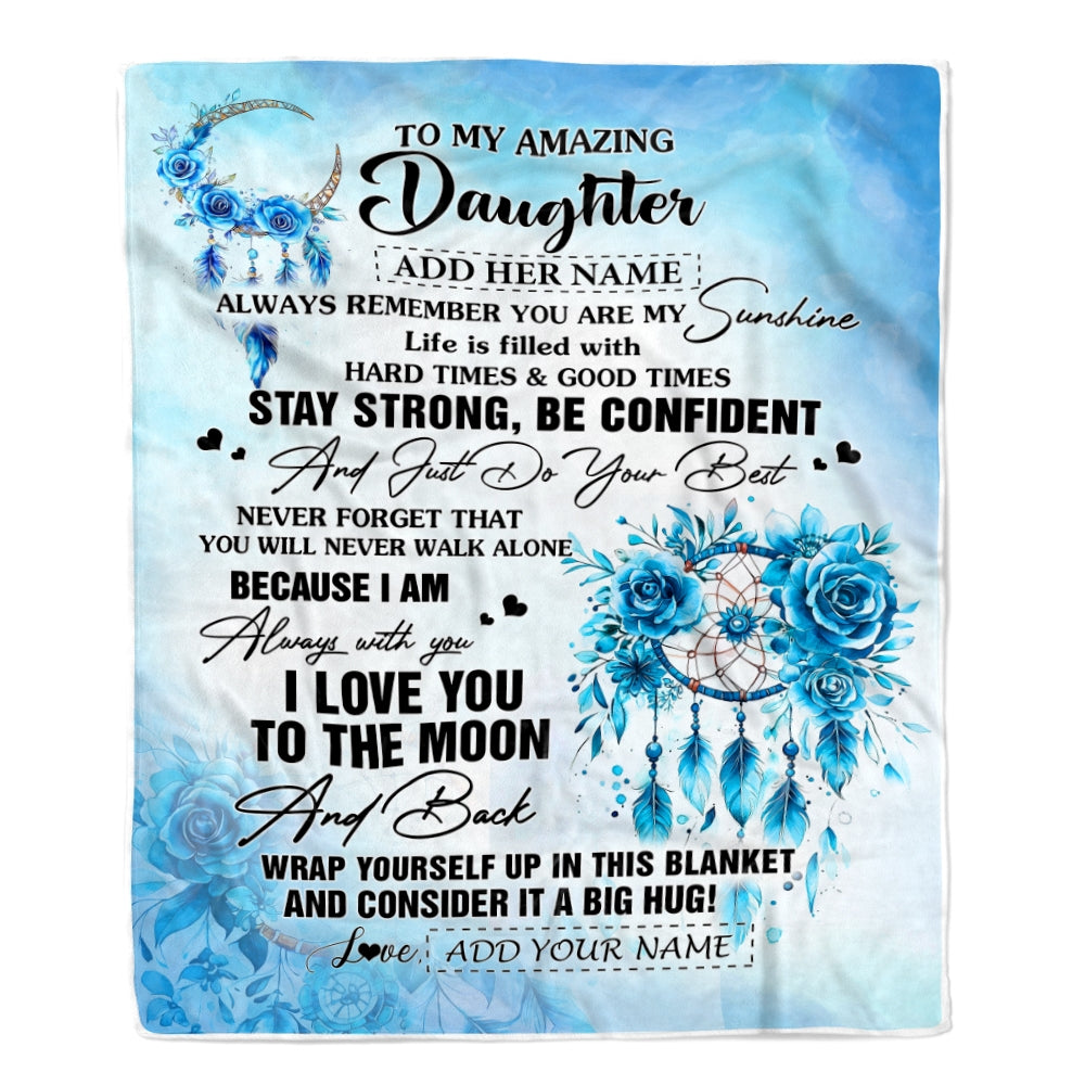 Personalized To My Amazing Daughter Blanket From Dad Mom Mother Dream Catcher It A Big Hug Daughter Birthday Gifts Christmas Customized Fleece Throw Blanket | teecentury