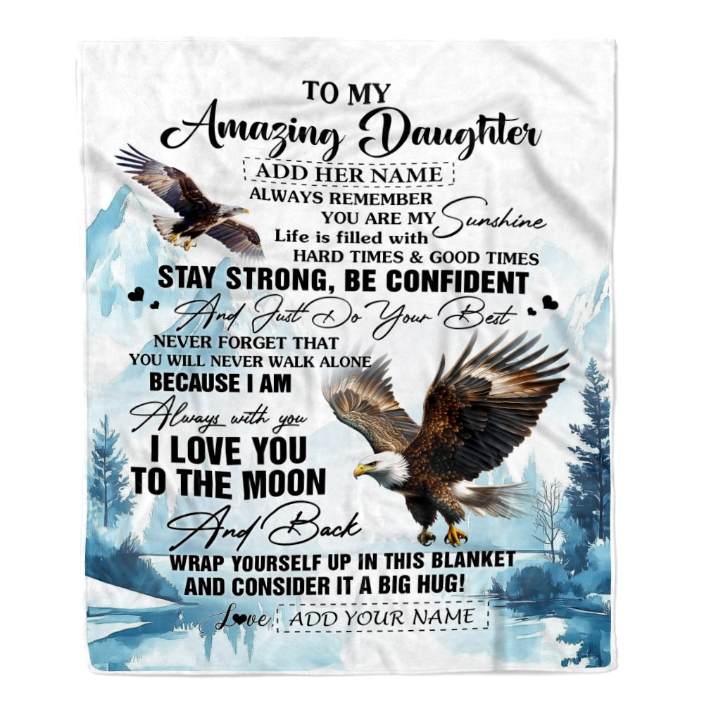 Personalized To My Amazing Daughter Blanket From Dad Mom Mother Eagle It A Big Hug Daughter Birthday Gifts Graduation Christmas Custom Fleece Throw Blanket | teecentury