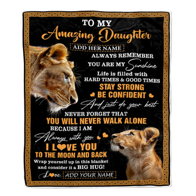 Personalized To My Amazing Daughter Blanket From Mom Mother Lion It A Big Hug Daughter Birthday Gifts Graduation Christmas Customized Fleece Throw Blanket | teecentury