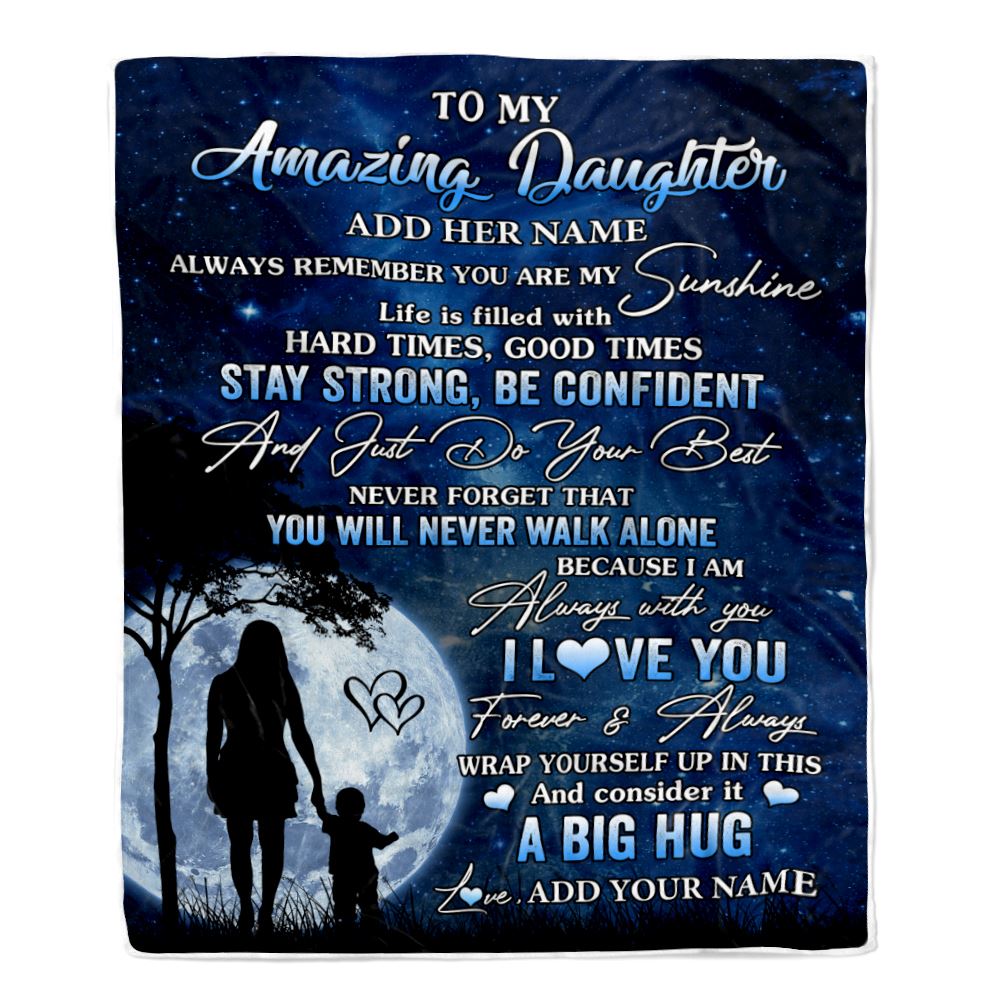 Personalized To My Amazing Daughter Blanket From Mom Mother My Sunshine Daughter Birthday Gifts Graduation Christmas Customized Fleece Throw Blanket | teecentury