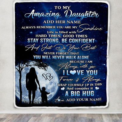 Personalized To My Amazing Daughter Blanket From Mom Mother My Sunshine Daughter Birthday Gifts Graduation Christmas Customized Fleece Throw Blanket | teecentury