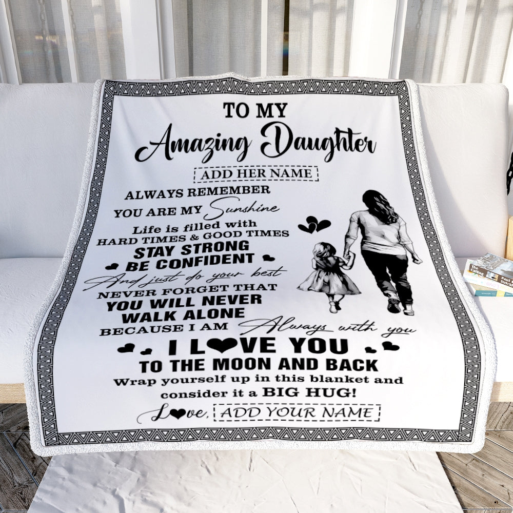 Personalized To My Amazing Daughter Blanket From Mom Mother Woman It A Big Hug Daughter Birthday Gifts Graduation Christmas Customized Fleece Throw Blanket | teecentury