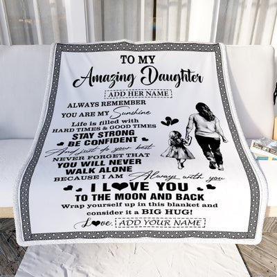 Personalized To My Amazing Daughter Blanket From Mom Mother Woman It A Big Hug Daughter Birthday Gifts Graduation Christmas Customized Fleece Throw Blanket | teecentury