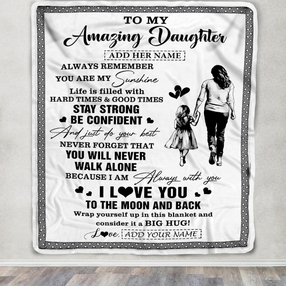 Personalized To My Amazing Daughter Blanket From Mom Mother Woman It A Big Hug Daughter Birthday Gifts Graduation Christmas Customized Fleece Throw Blanket | teecentury