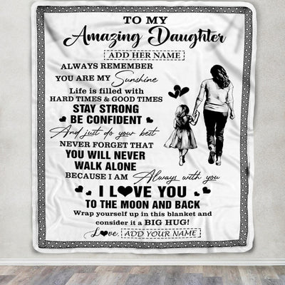 Personalized To My Amazing Daughter Blanket From Mom Mother Woman It A Big Hug Daughter Birthday Gifts Graduation Christmas Customized Fleece Throw Blanket | teecentury