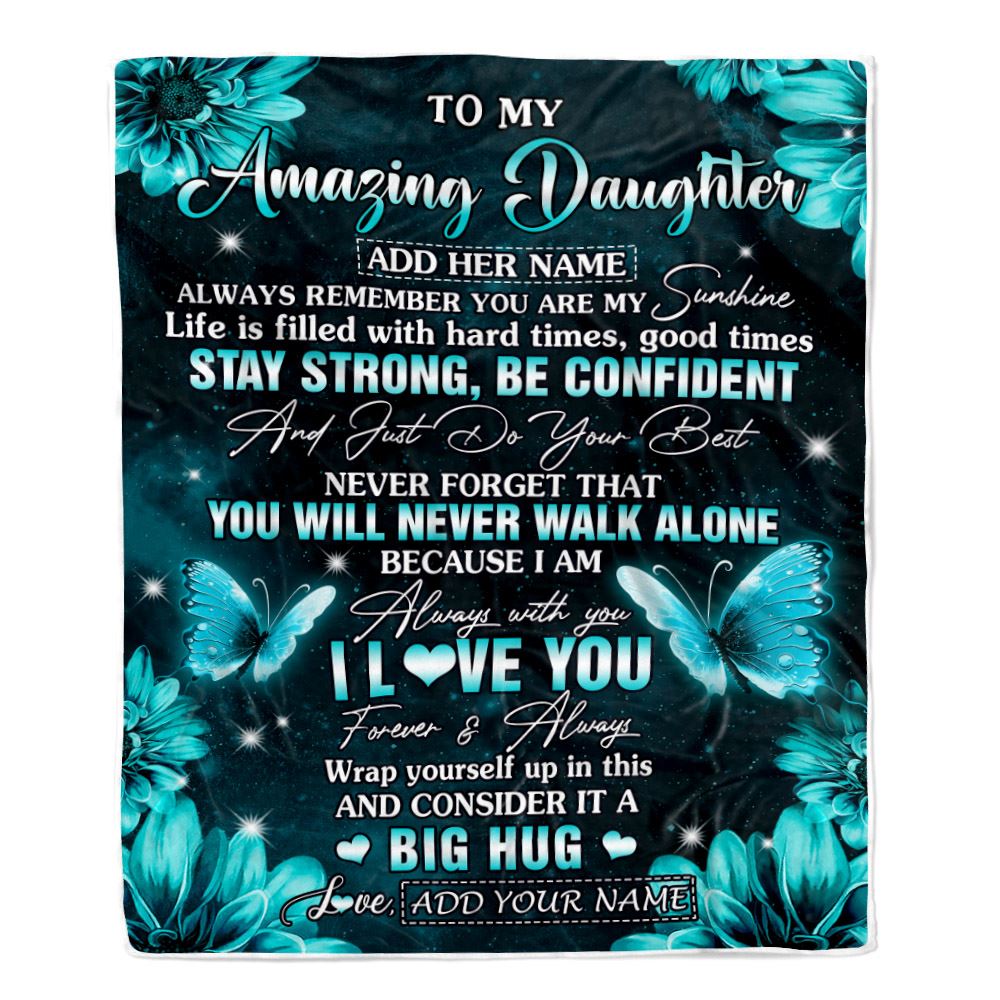 Personalized To My Amazing Daughter Butterfly Blanket From Mom Dad Mother My Sunshine Daughter Birthday Gifts Graduation Christmas Customized Fleece Blanket | teecentury