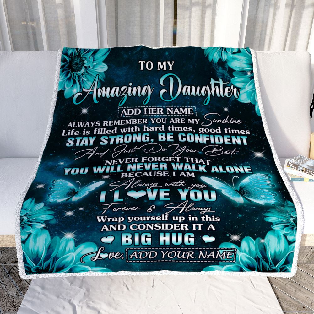 Personalized To My Amazing Daughter Butterfly Blanket From Mom Dad Mother My Sunshine Daughter Birthday Gifts Graduation Christmas Customized Fleece Blanket | teecentury