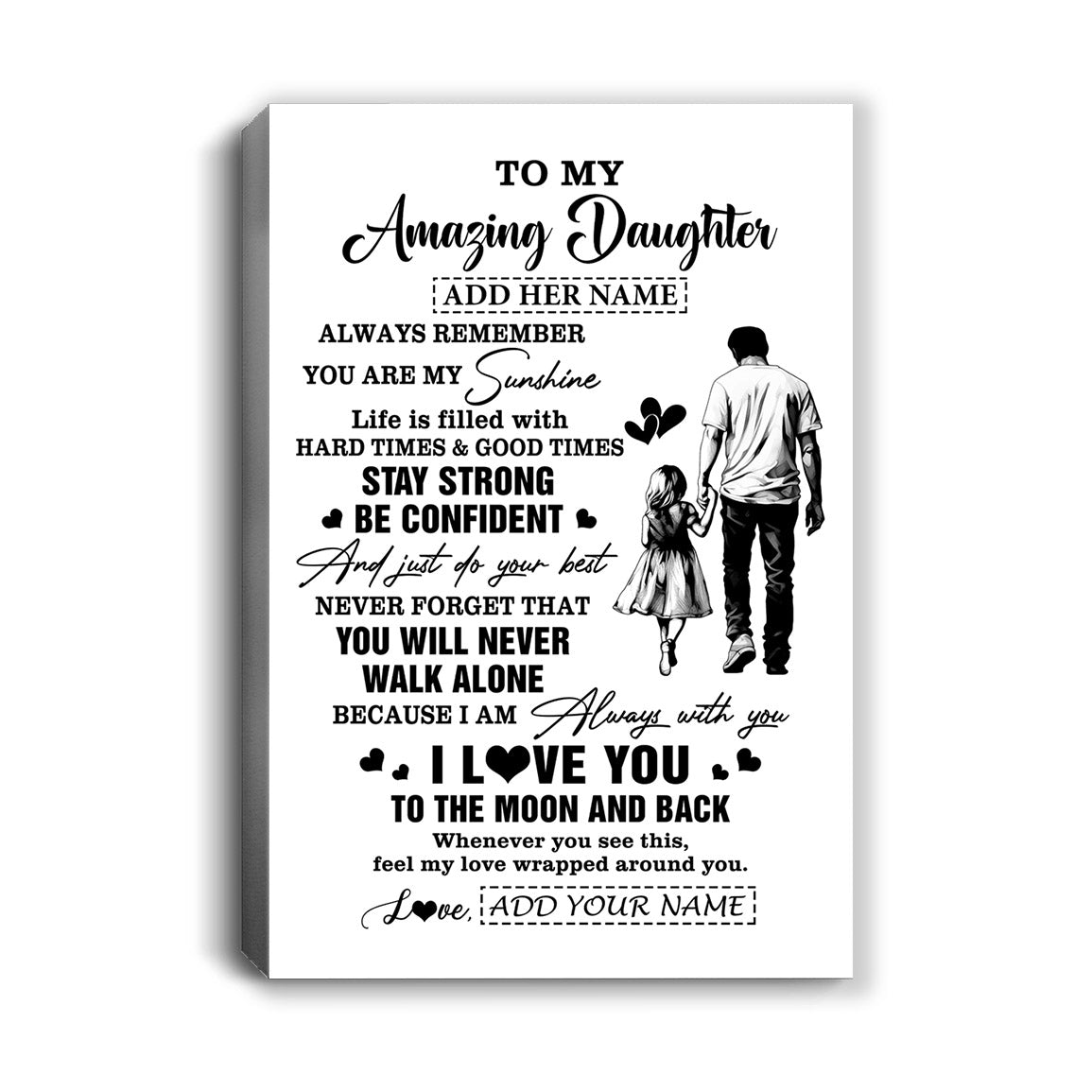 Personalized To My Amazing Daughter Canvas From Dad Father Man It A Big Hug Daughter Birthday Gifts Graduation Christmas Custom Wall Art Framed Canvas | teecentury