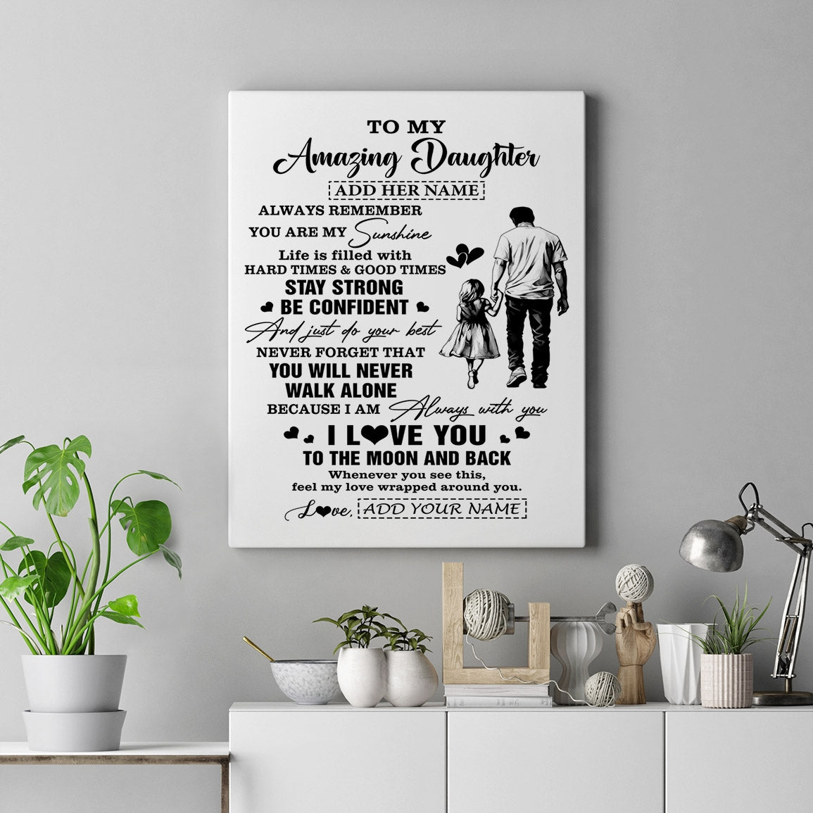 Personalized To My Amazing Daughter Canvas From Dad Father Man It A Big Hug Daughter Birthday Gifts Graduation Christmas Custom Wall Art Framed Canvas | teecentury