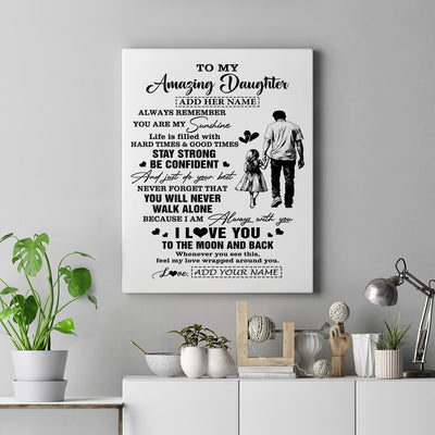Personalized To My Amazing Daughter Canvas From Dad Father Man It A Big Hug Daughter Birthday Gifts Graduation Christmas Custom Wall Art Framed Canvas | teecentury