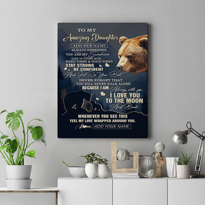 Personalized To My Amazing Daughter Canvas From Dad Mom Mother Bear It A Big Hug Daughter Birthday Gifts Graduation Christmas Custom Wall Art Framed Canvas Shirt & Hoodie | teecentury