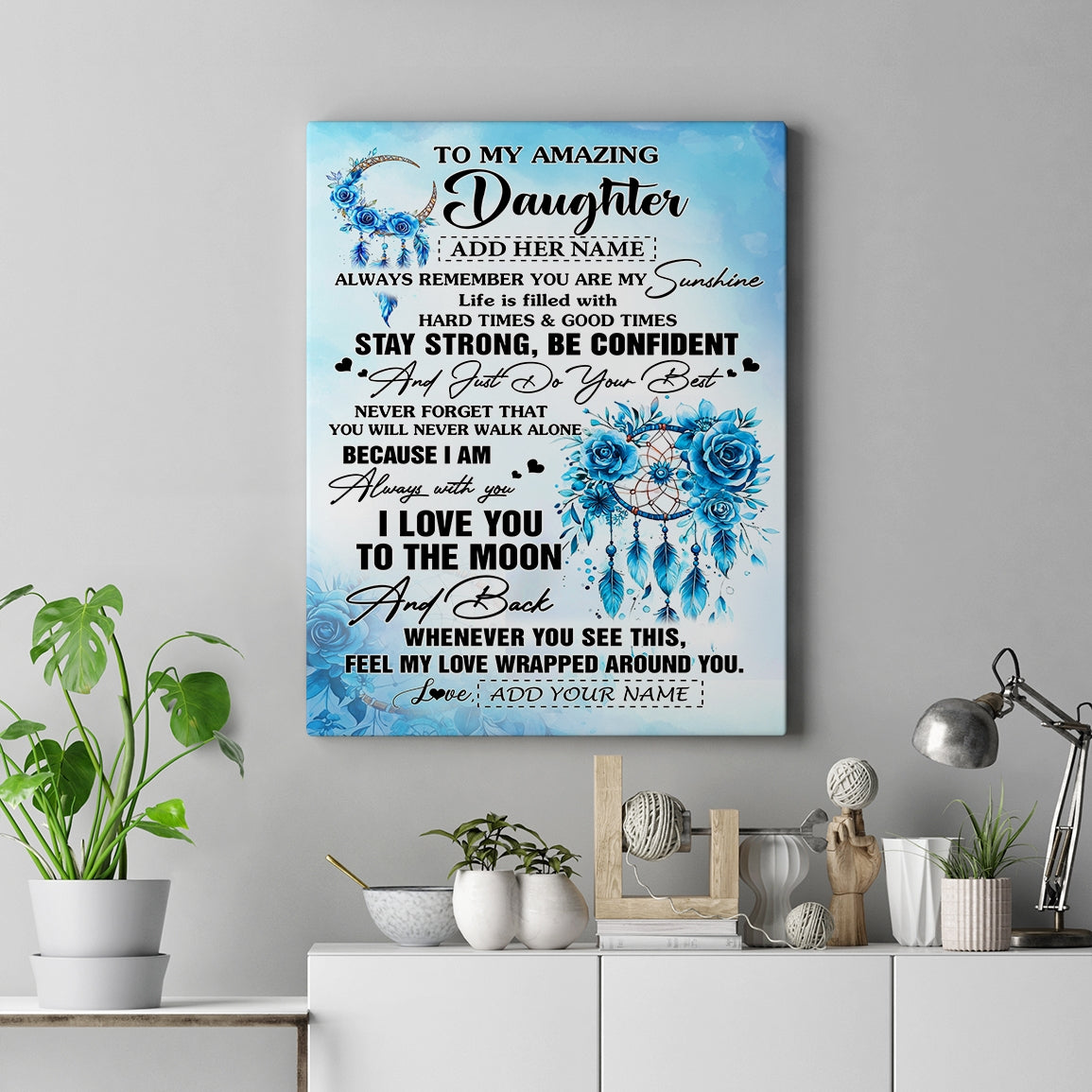 Personalized To My Amazing Daughter Canvas From Dad Mom Mother Dream Catcher It A Big Hug Daughter Birthday Gifts Christmas Graduation Customized Wall Art Framed Canvas | teecentury