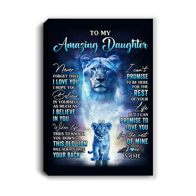 Personalized To My Amazing Daughter Canvas From Mom Mother Lion Never Forget I Love You Daughter Birthday Gifts Graduation Christmas Custom Wall Art Print Framed Canvas | teecentury