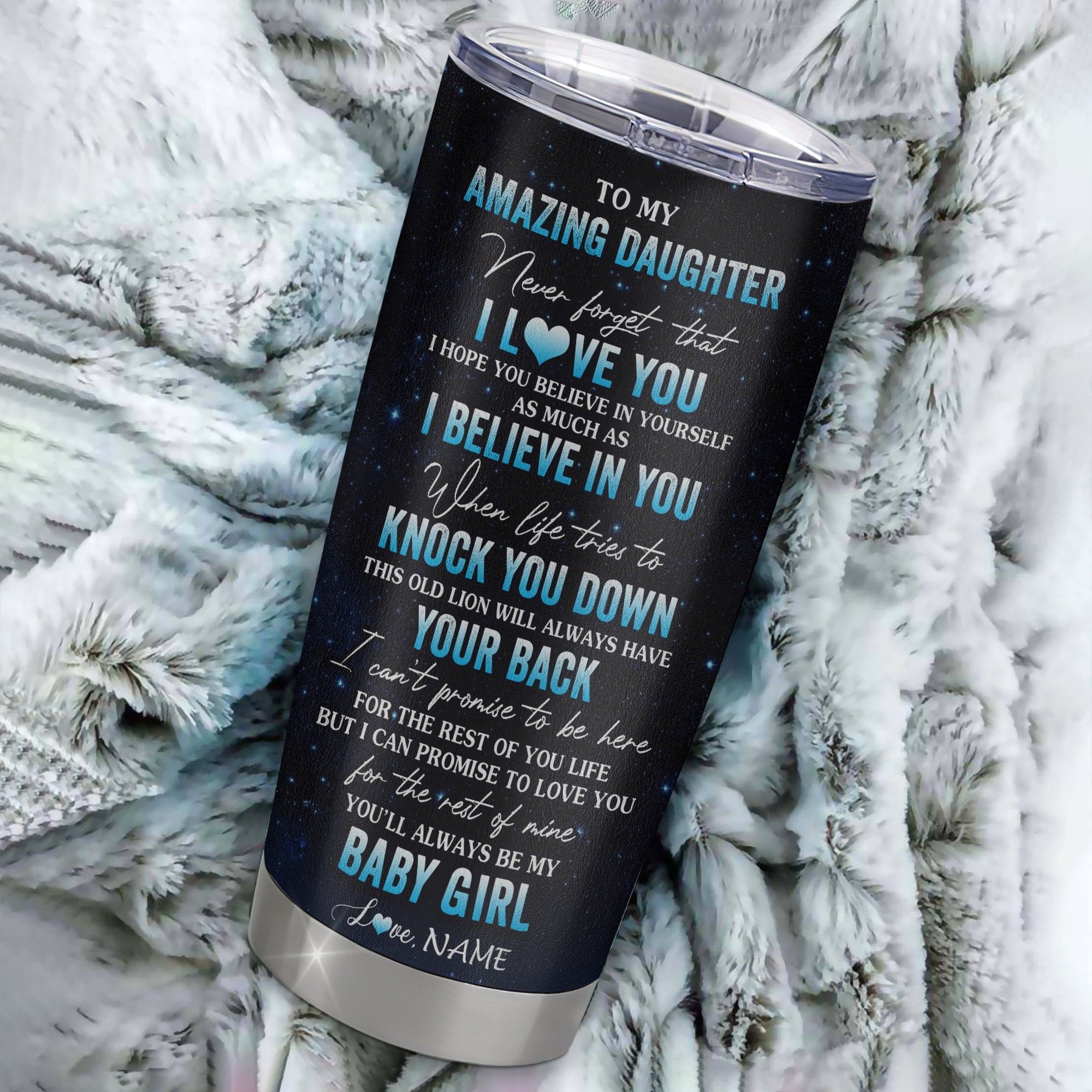 Personalized To My Amazing Daughter From Dad Father Stainless Steel Tumbler Cup Lion Never Forget I Love You Daughter Birthday Graduation Christmas Travel Mug | teecentury