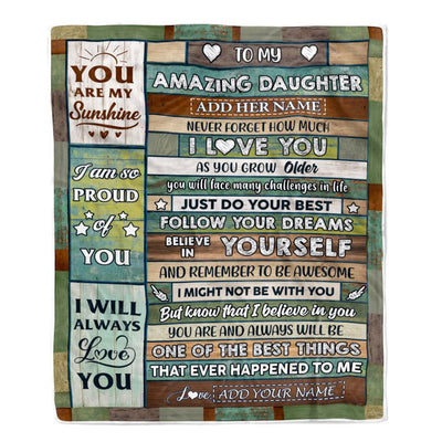 Personalized To My Amazing Daughter Gifts Blanket From Mom Dad Mother Wood Your Dream Gifts For Daughter Birthday Gifts Christmas Customized Fleece Blanket | teecentury