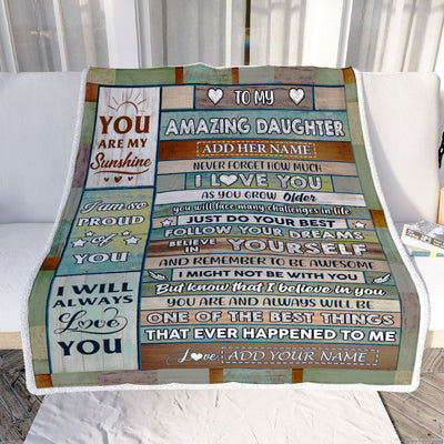 Personalized To My Amazing Daughter Gifts Blanket From Mom Dad Mother Wood Your Dream Gifts For Daughter Birthday Gifts Christmas Customized Fleece Blanket | teecentury
