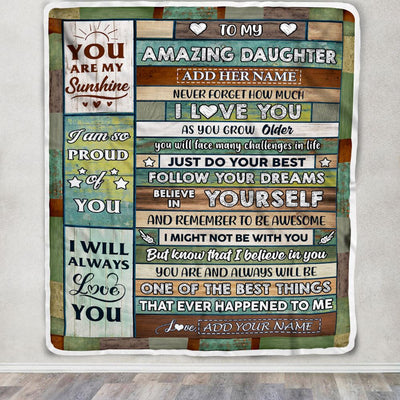 Personalized To My Amazing Daughter Gifts Blanket From Mom Dad Mother Wood Your Dream Gifts For Daughter Birthday Gifts Christmas Customized Fleece Blanket | teecentury