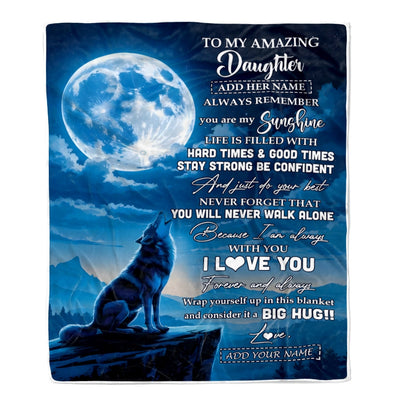 Personalized To My Amazing Daughter Gifts From Mom Dad Blanket Wolf My Sunshine Gifts For Daughter Birthday Graduation Christmas Custom Fleece Throw Blanket | teecentury