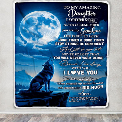 Personalized To My Amazing Daughter Gifts From Mom Dad Blanket Wolf My Sunshine Gifts For Daughter Birthday Graduation Christmas Custom Fleece Throw Blanket | teecentury