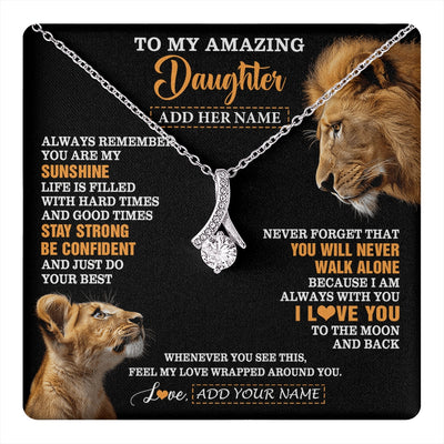 Alluring Beauty Necklace 14K White Gold Finish | 1 | Personalized To My Amazing Daughter Gifts Necklace From Dad Father Lion It A Big Hug Daughter Birthday Gifts Graduation Christmas Custom Gift Box Message Card | https://teecentury.